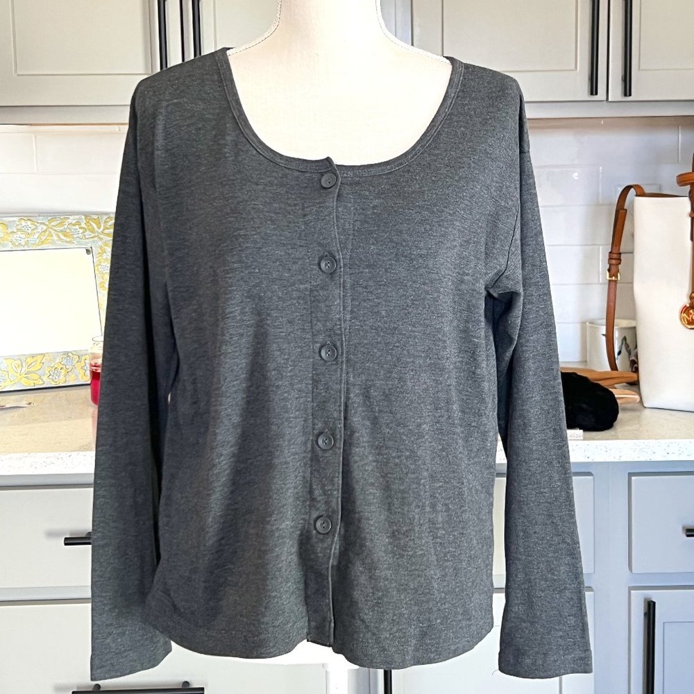 delicates Gray Cardigan Modern Clean Lines Size Large